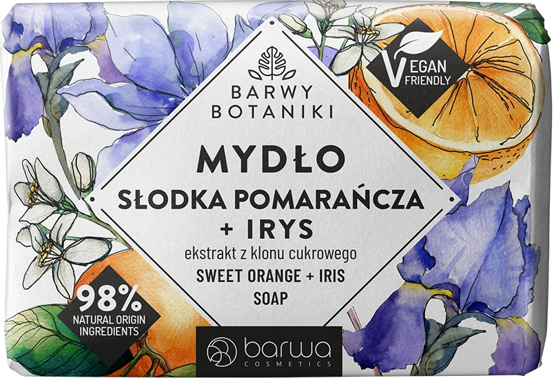 Натуральне тверде мило "Солодкий апельсин та Ірис" - Barwa Barwy Botaniki Sweet Orange + Iris Soap, 100 г - фото N1