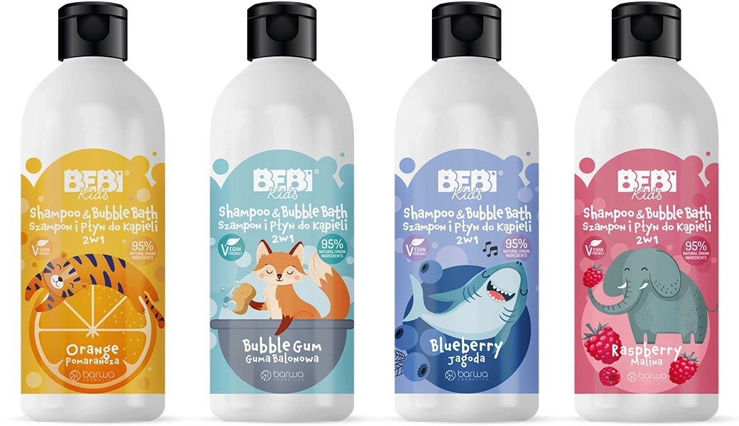 Шампунь и пена для ванны для детей 2в1 "Черника" - Barwa Bebi Kids Shampoo & Bubble Bath Blueberry, 500 мл - фото N3