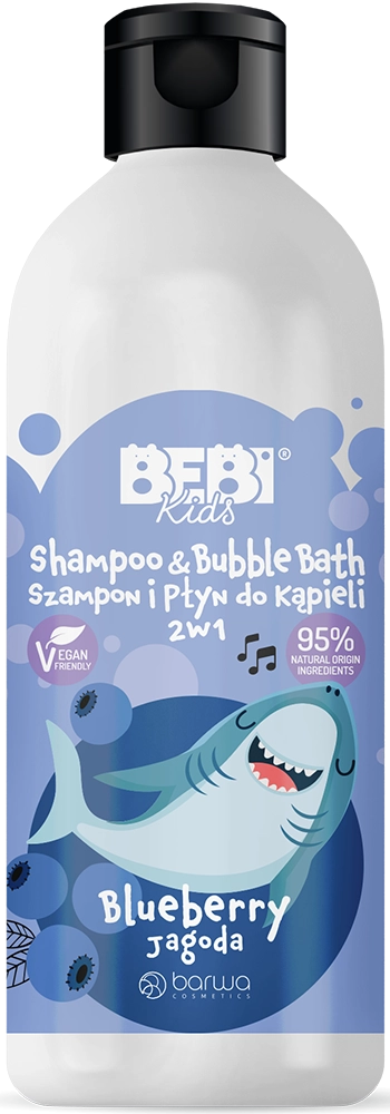 Шампунь и пена для ванны для детей 2в1 "Черника" - Barwa Bebi Kids Shampoo & Bubble Bath Blueberry, 500 мл - фото N1