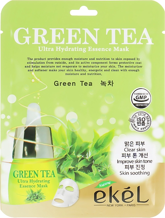 Тканевая маска с экстрактом зеленого чая - Green Tea Ultra Hydrating Essence Mas - Ekel Green Tea Ultra Hydrating Essence Mask, 25 мл - фото N1