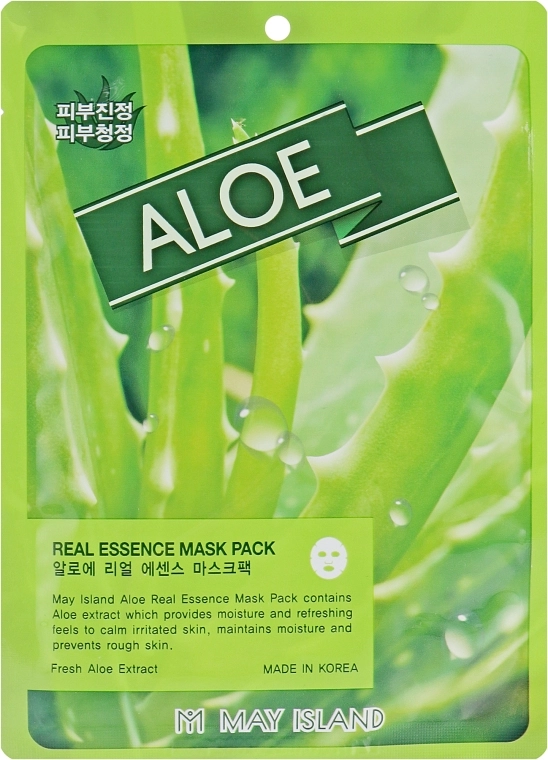 Увлажняющая тканевая маска для лица с экстрактом алоэ - May Island Real Essence Mask Pack Aloe, 25 мл - фото N1