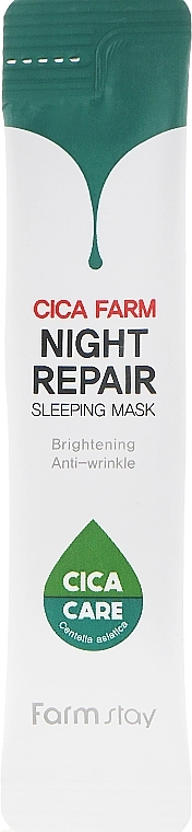 Восстанавливающая ночная маска с центеллой азиатской - Cica Farm Night Repair S - FarmStay Cica Farm Night Repair Sleeping Mask, 4 мл, 1 шт - фото N1