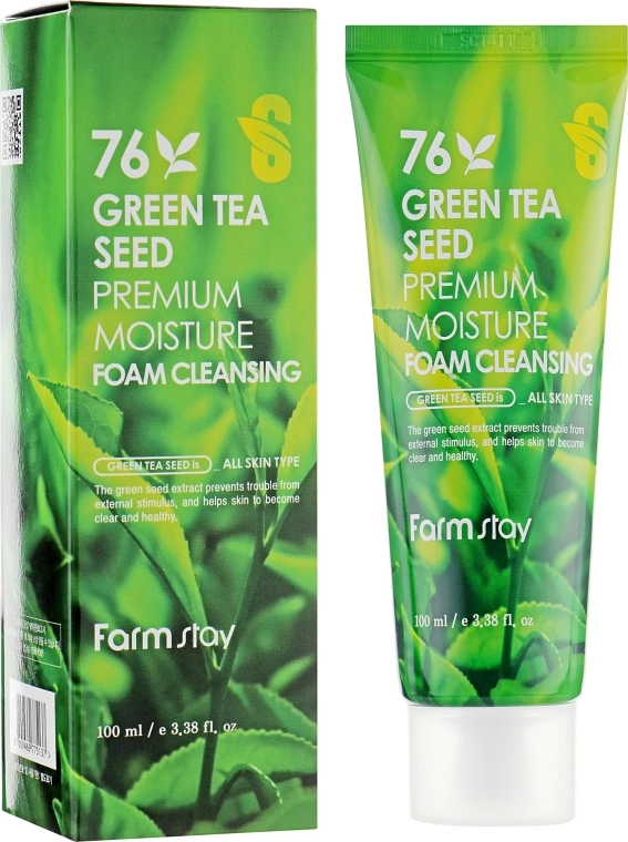 Очищувальна пінка з насінням зеленого чаю - FarmStay Green Tea Seed Premium Moisture Foam Cleansing, 100 мл - фото N1