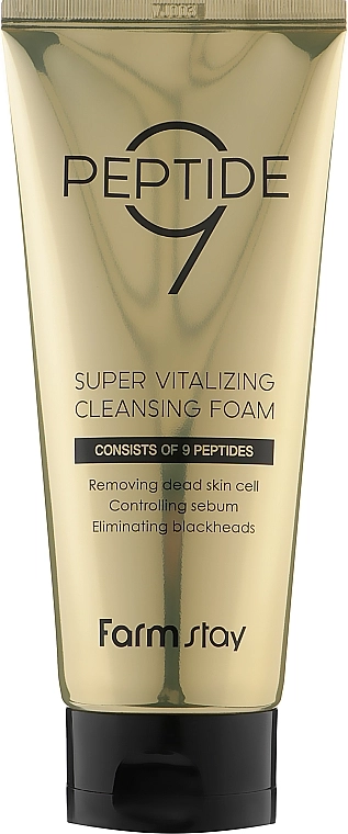 Пенка для умывания лица с пептидами - FarmStay Peptide 9 Super Vitalizing Cleansing Foam, 180 мл - фото N1