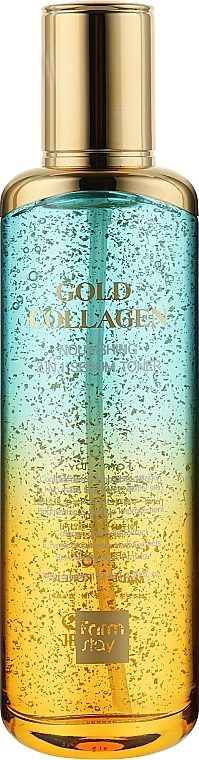 Тонер-сироватка з колагеном і золотом для обличчя - FarmStay Gold Collagen Nourishing 2 In 1 Serum Toner, 130 мл - фото N2