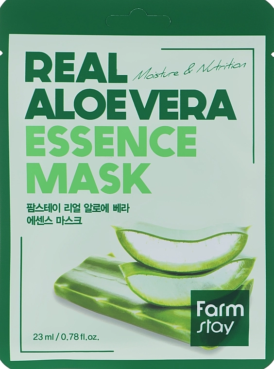 Увлажняющая тканевая маска для лица с алоэ - FarmStay Real Aloe Vera Essence Mask, 23 г, 1 шт - фото N1