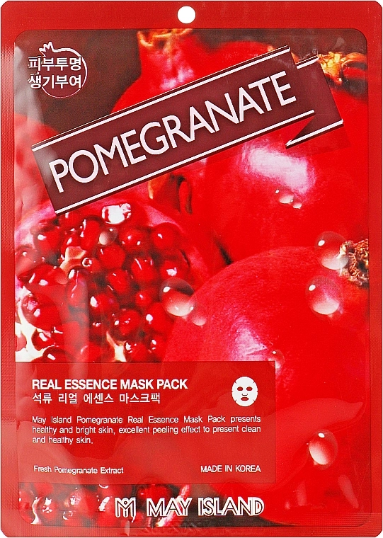 Омолоджуюча тканинна маска для обличчя з гранатом - May Island Real Essence Pomegranate Mask Pack, 25 мл, 1 шт - фото N1
