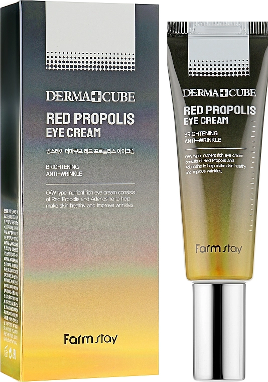 Крем для шкіри навколо очей із червоним прополісом - FarmStay Derma Cube Red Propolis Eye Cream, 50 мл - фото N2