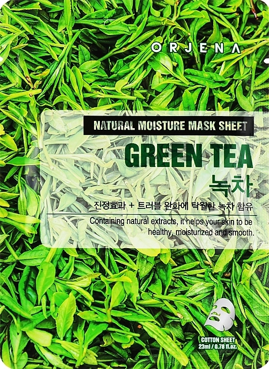 Тканевая маска для лица с экстрактом зеленого чая - Orjena Natural Moisture Mask Sheet Green Tea, 23 мл, 1 шт - фото N1