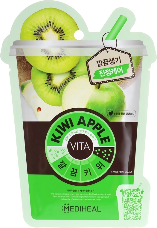 Маска для обличчя "Ківі і яблуко" - Mediheal Kiwi Apple Vita Mask, 25 мл, 1 шт - фото N1