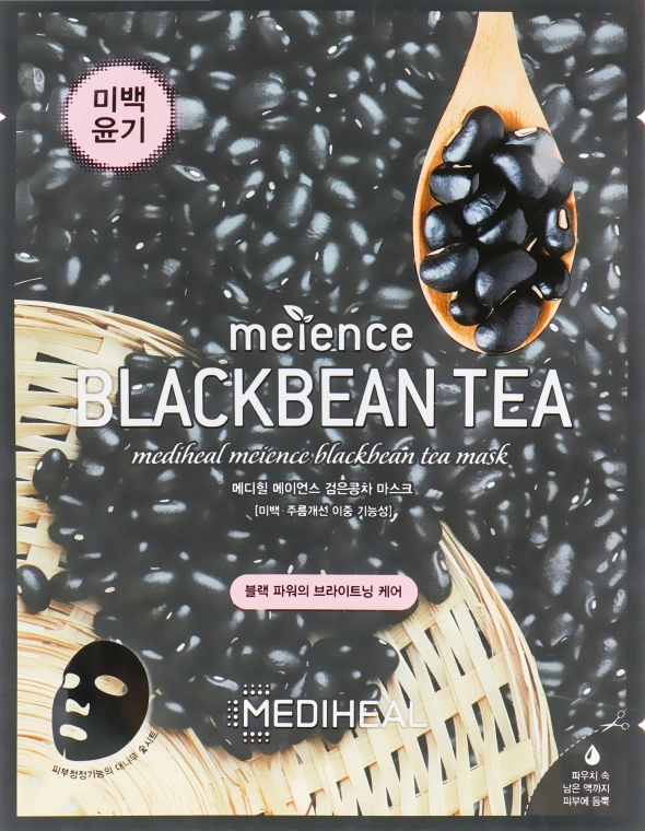 Тканинна маска для обличчя з екстрактом чорних бобів - Mediheal Meience Blackbean Tea Mask, 25 мл, 1 шт - фото N1