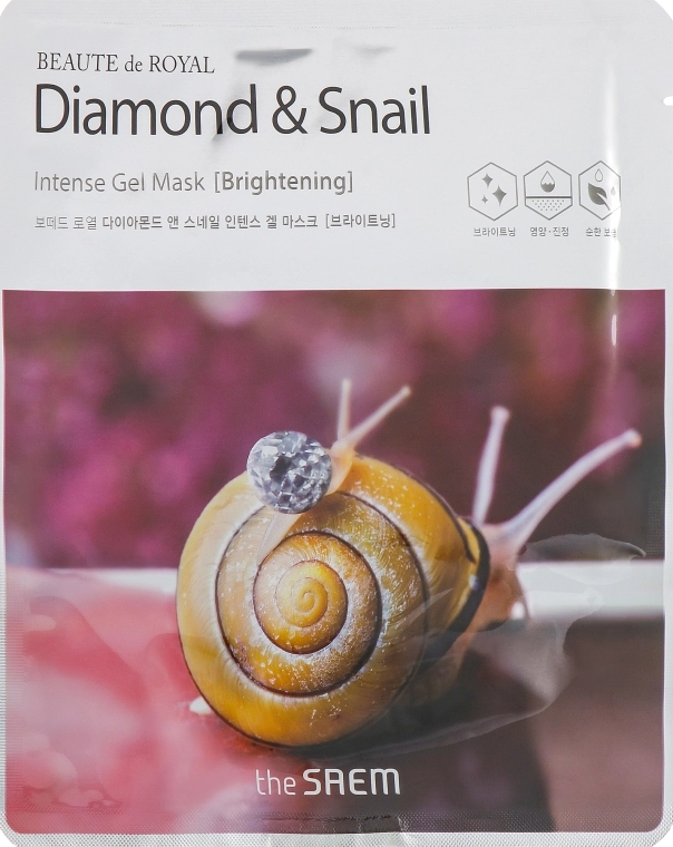 Інтенсивна гель-маска з алмазом і муцином равлика - The Saem Beaute de Royal Diamond & Snail Intense Gel Mask, 35 г - фото N1