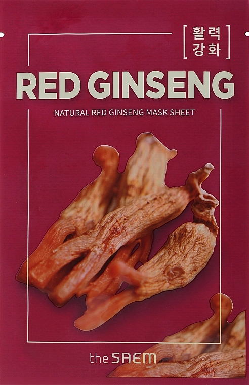 Тканевая маска для лица с экстрактом красного женьшеня - The Saem Natural Red Ginseng Mask Sheet, 21 мл, 1 шт - фото N1