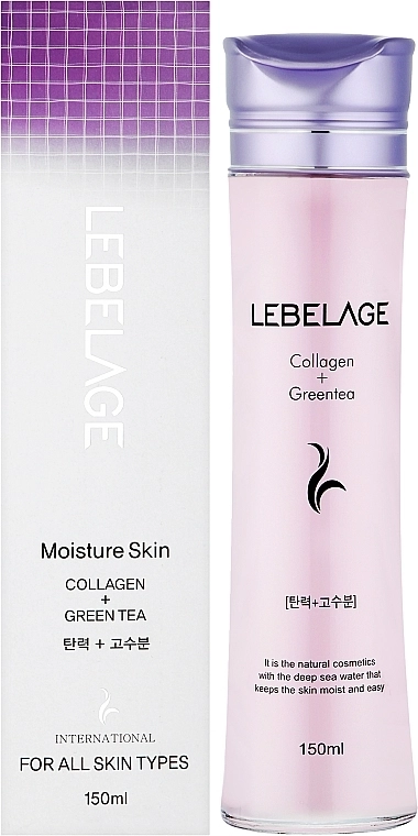 Тонер з колагеном і екстрактом зеленого чаю - Collagen+Green Tea Moisture Ski - Lebelage Collagen+Green Tea Moisture Skin, 150 мл - фото N2