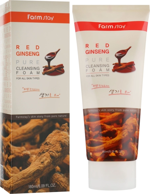 Пенка с экстрактом красного женьшеня - FarmStay Red Ginseng Pure Cleansing Foam, 180 мл - фото N1