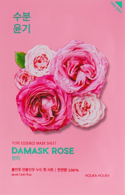 Тканевая маска "Дамасская роза" - Holika Holika Pure Essence Mask Sheet Damask Rose, 20 мл, 1 шт - фото N1