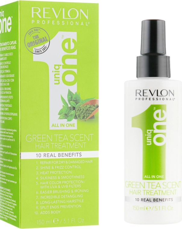 Спрей-маска для ухода за волосами с ароматом зеленого чая - Uniq One Green Tea S - Revlon Professional Uniq One Green Tea Scent Treatment, 150 мл - фото N2