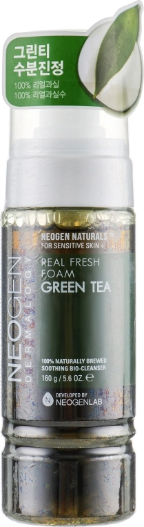 Пінка для вмивання обличчя з листям зеленого чаю - NEOGEN Dermalogy Real Fresh Foam Green Tea, 160 г - фото N1