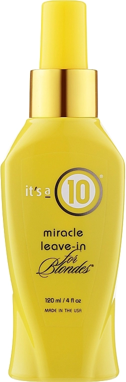 Незмивний засіб для світлого волосся - It's a 10 Haircare Miracle Leave-in for Blondes, 120 мл - фото N1