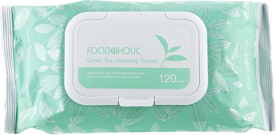 Очищуючі серветки з зеленим чаєм - Foodaholic Green Tea Cleansing Tissues, 120 шт - фото N1