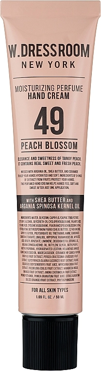 Парфумований крем для рук - W.DRESSROOM Moisturizing Perfume Hand Cream No.49 Peach Blossom, 50 мл - фото N1