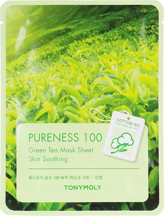 Тканевая маска с экстрактом зеленого чая - Tony Moly Pureness 100 Green Tea Mask Sheet, 21 г - фото N1