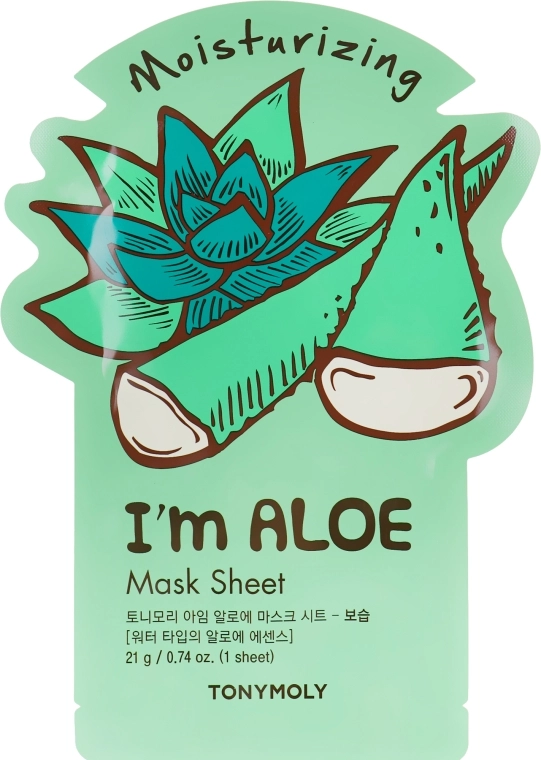 Листова маска для обличчя з алое вера - Tony Moly I'm Real Aloe Mask Sheet, 21 г - фото N1