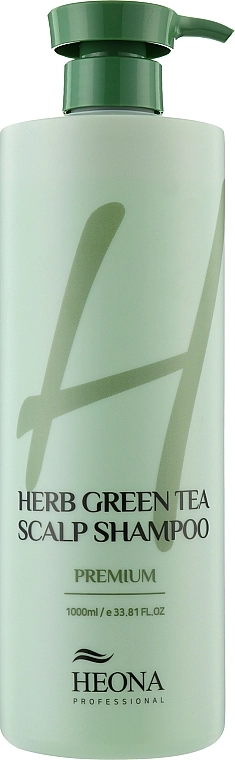 Зміцнюючий шампунь для волосся із зеленим чаєм - HEONA Herb Green Tea Scalp Shampoo, 1000 мл - фото N1