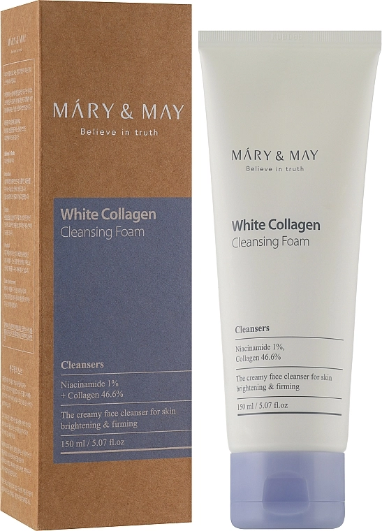 Пінка для вмивання з колагеном та ніацинамідом - Mary & May White Collagen Cleansing Foam, 150 мл - фото N2