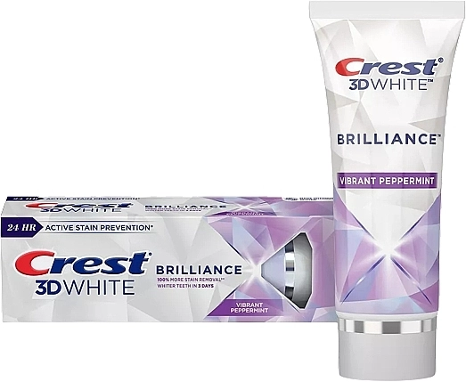Отбеливающая зубная паста - Crest 3D White Brilliance Vibrant Peppermint Whitening Toothpaste, 99 г - фото N1