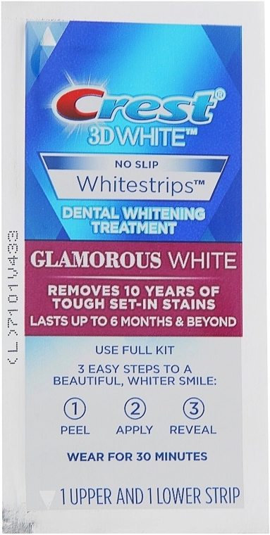 Отбеливающие полоски для зубов - Crest Whitestrips 3D Glamorous White, 1 пара, 2 шт - фото N1