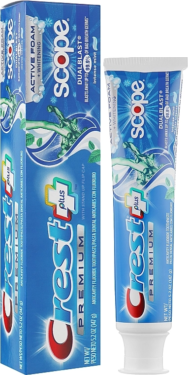 Зубна паста - Crest Premium Plus Scope Dual Blast Intense Mint, 204 г - фото N2