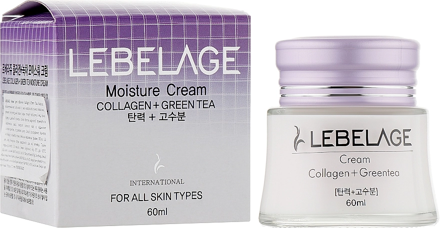 Зволожувальний і живильний крем з колагеном і зеленим чаєм - Lebelage Collagen+Green Tea Moisture Cream, 60 мл - фото N2