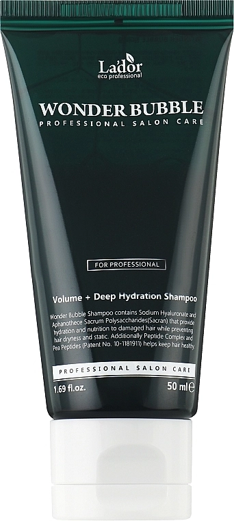 Увлажняющий шампунь для придания объёма - La'dor Wonder Bubble Shampoo, 50 мл - фото N1