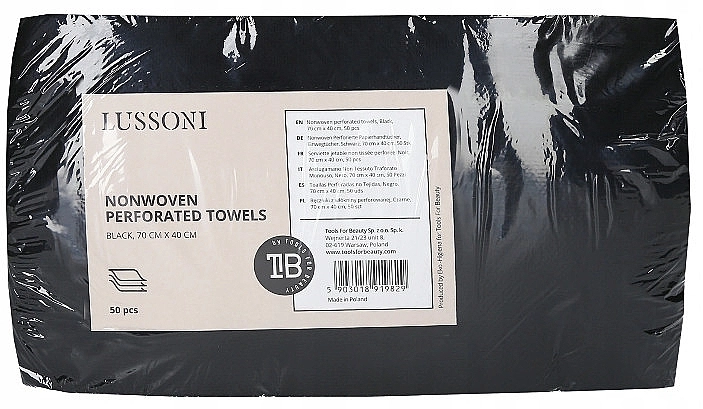 Одноразові рушники із целюлози - Lussoni Tools For Beauty Lussoni Towel Cellulose, 70x40 см, черные, 50 шт - фото N1