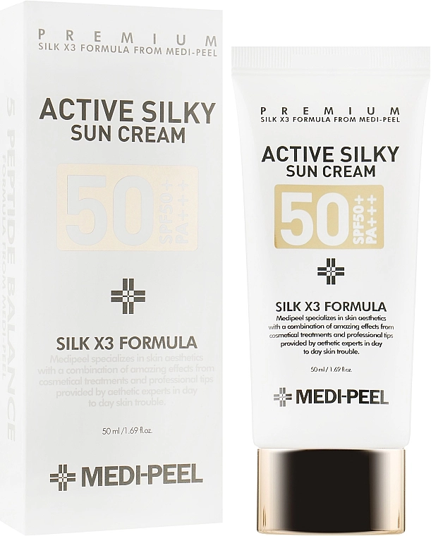 Сонцезахисний крем - Medi peel Active Silky Sun Cream SPF50+ /PA+++, 50 мл - фото N1