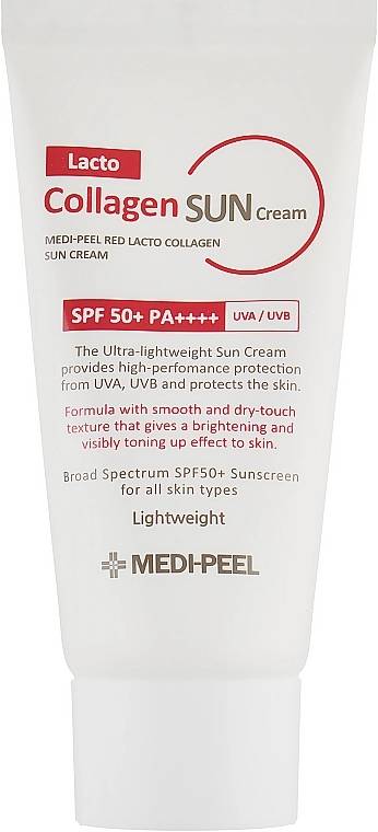 Солнцезащитный крем с коллагеном SPF50 - Medi peel Red Lacto Collagen Sun Cream SPF50+ PA++++, 50 мл - фото N1