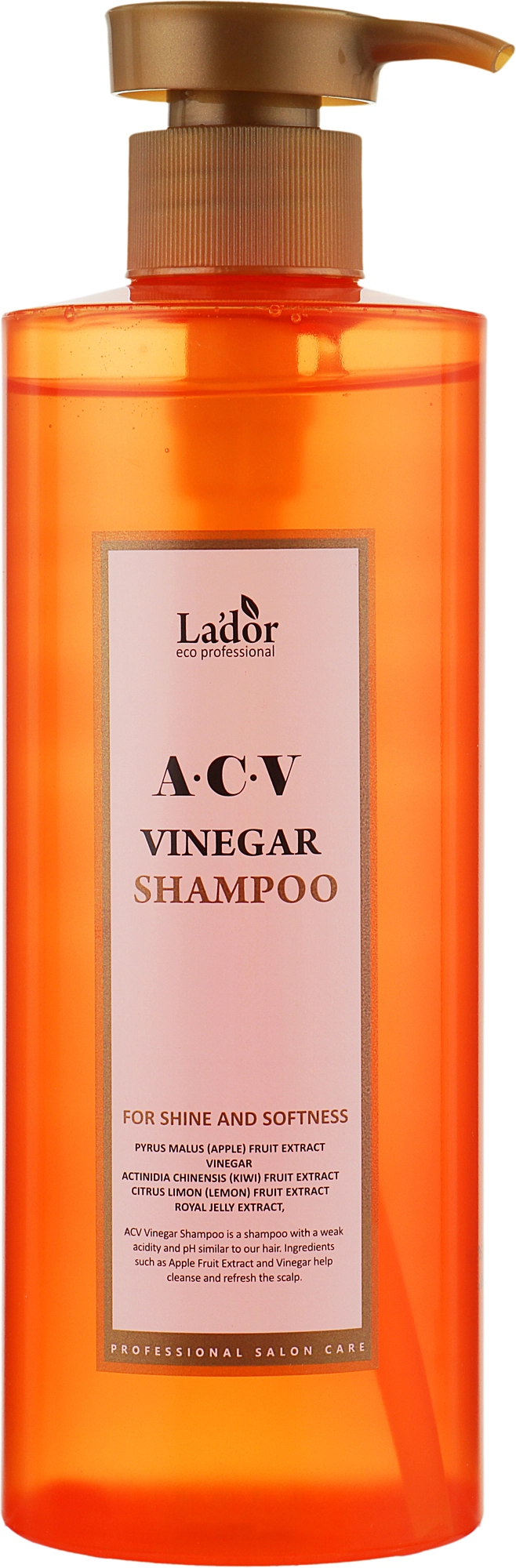 Глибокоочищаючий шампунь із яблочним оцтом для жирної шкіри голови, схильної до лупи - La'dor ACV Vinegar Shampoo, 430 мл - фото N1
