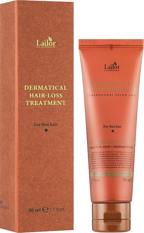 Зміцнююча маска проти випадіння для тонкого волосся з наданням об'єму - La'dor Dermatical Hair-Loss Treatment For Thin Hair, 50 мл - фото N2