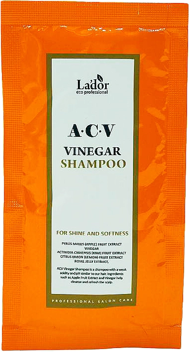 Глибокоочищаючий шампунь із яблочним оцтом для жирної шкіри голови, схильної до лупи - La'dor ACV Vinegar Shampoo, 10 мл - фото N1