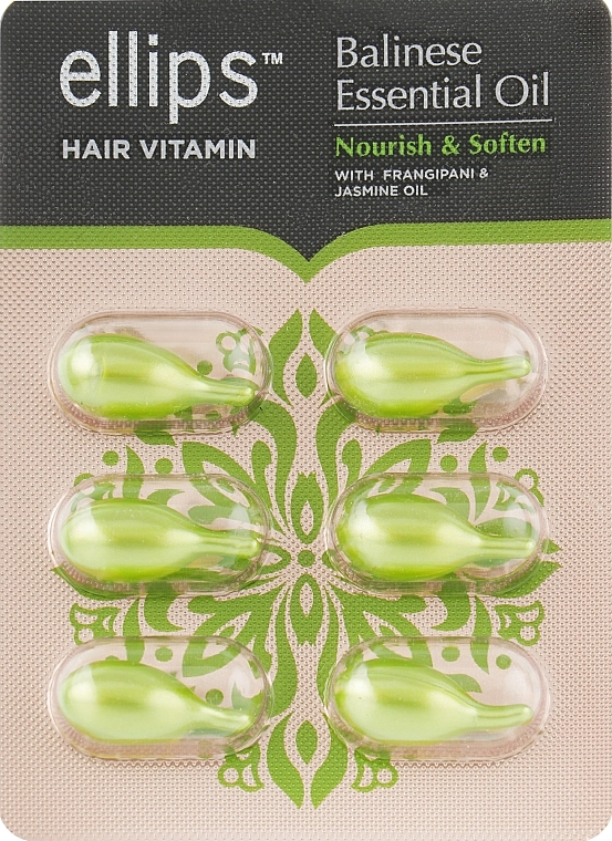 Вітаміни для волосся "Живлення та м'якість Балі" з маслом плюмерії та жасміну - Ellips Hair Vitamin Balinese Essential Oil Nourish & Soften, 6x1мл - фото N1