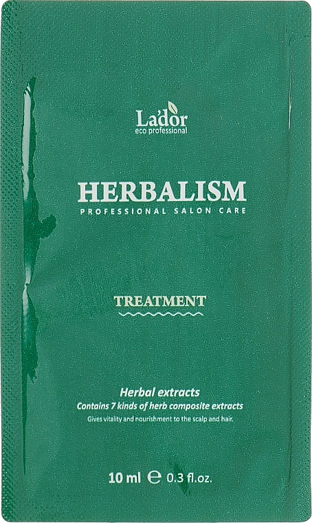Маска для волос против выпадения волос для чувствительной кожи головы с травяными экстрактами и аминокислотами - La'dor Herbalism Treatment, 10 мл - фото N1
