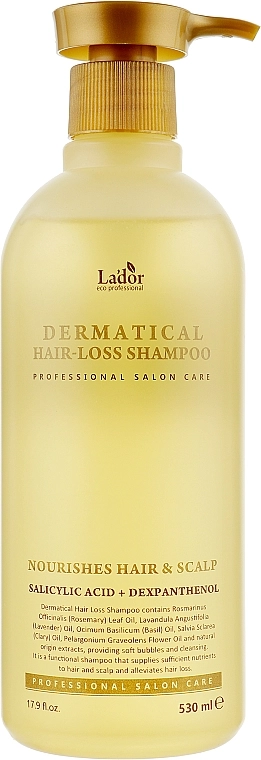 Бессульфатный шампунь против выпадения волося - La'dor Dermatical Hair-Loss Shampoo, 530 мл - фото N1
