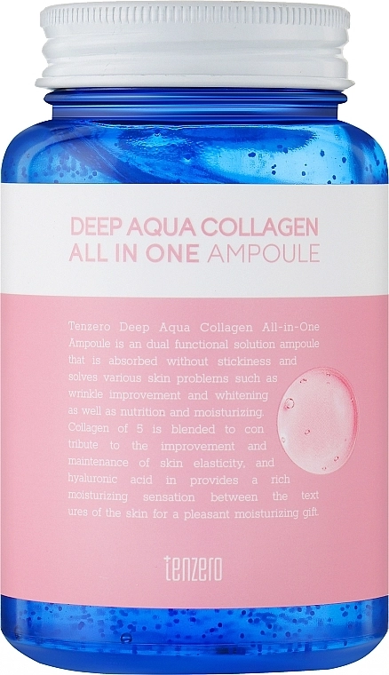 Ампульна сироватка для обличчя з колагеном - Tenzero Deep Aqua Collagen All In One Ampoule, 250 мл - фото N1