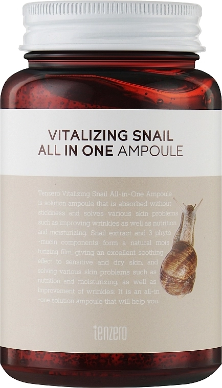 Ампульна сироватка з екстрактом слизу равлики - Tenzero Vitalizing Snail All In One Ampoule, 250 мл - фото N1
