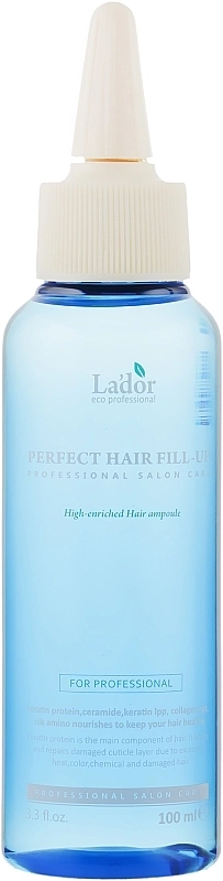 Набор восстанавливающих филлеров для сухих, поврежденных волос с кератином и коллагеном - La'dor Perfect Hair Fill-Up Duo, 2х100 мл - фото N3
