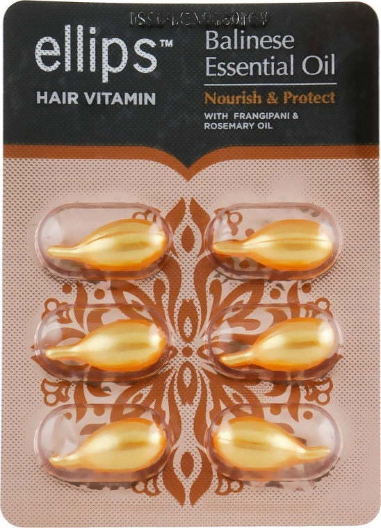 Вітаміни для волосся "Живлення та захист Балі" з олією плюмерії та розмарину - Ellips Hair Vitamin Balinese Essential Oil Nourish & Protect, 6x1 мл - фото N1