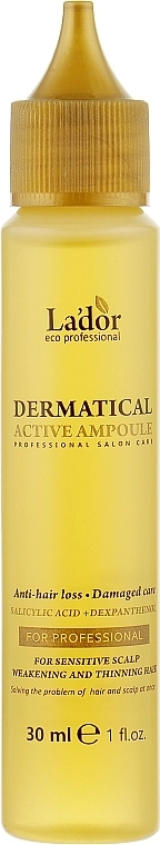 Набор сывороток для чувствительной кожи головы против выпадения тонких и ослабленных волос - La'dor Dermatical Active Ampoule, 10х30 мл - фото N2