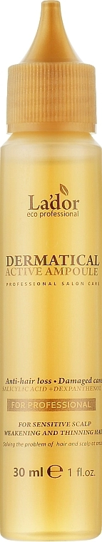 Набор сывороток для чувствительной кожи головы против выпадения тонких и ослабленных волос - La'dor Dermatical Active Ampoule, 10х30 мл - фото N3