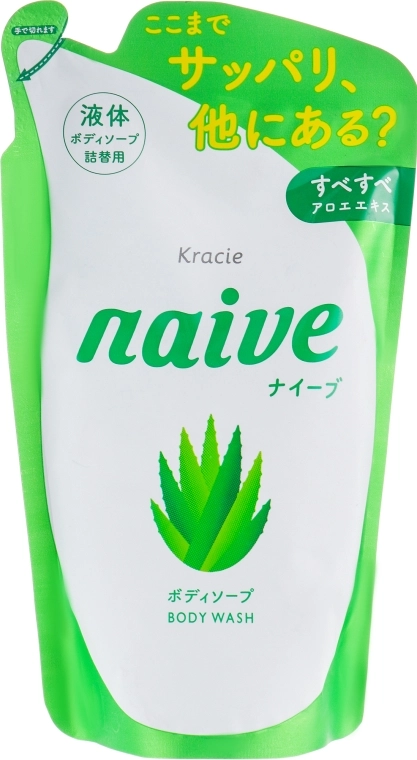 Рідке мило для тіла з екстрактом алое - Kracie Naive Body Wash, змінний блок, 380 мл - фото N1